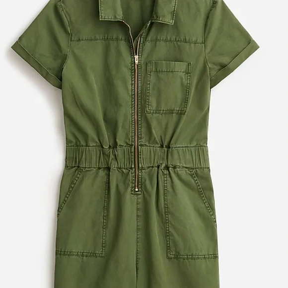 J. Crew Zip-Front Chino Romper 8 - Picture 1 of 4